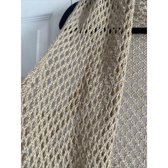 Belford Womens Small Tan Linen Open Vest Cardigan‎ Fisherman Knit - Picture 5 of 7
